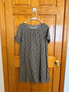 Girls Brown Floral Short-Sleeve Dress - Yellow Flower Print